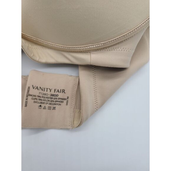 Vanity Fair Wireless Bra 38DD Womens Lightly Padded Tan Adjustable Straps - Picture 5 of 5